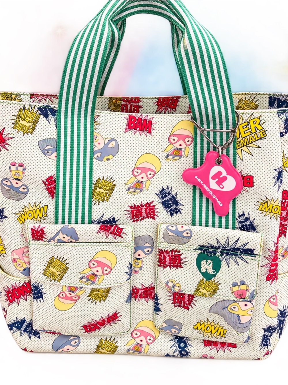Harajuku Lovers Comic-Print Tote in Green, Pink, Yellow and Blue